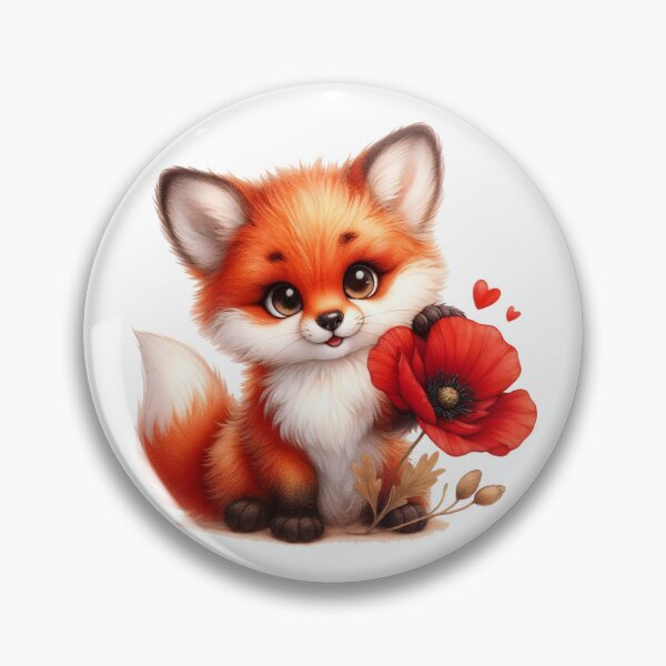 Item preview, Adorable Fox with a Poppy Flower designed and sold by SolaoLab.