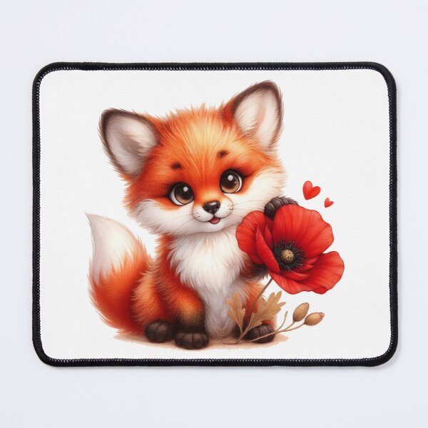 Item preview, Adorable Fox with a Poppy Flower designed and sold by SolaoLab.