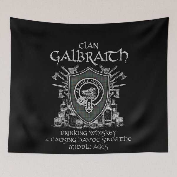 Item preview, Clan Galbraith Old drinking whiskey and causing havoc heritage crest tartan plaid designed and sold by Clan1093.