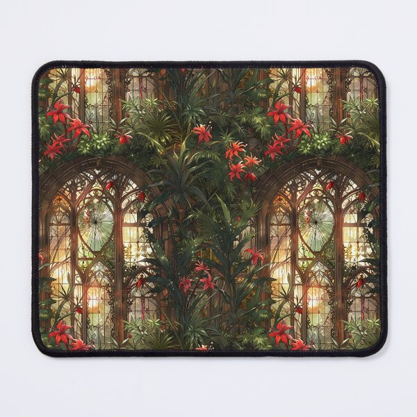 Item preview, Victorian greenhouse, red flowers, soft sunrays designed and sold by CoolPixels.