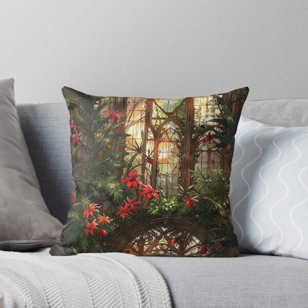 Item preview, Victorian greenhouse, red flowers, soft sunrays designed and sold by CoolPixels.
