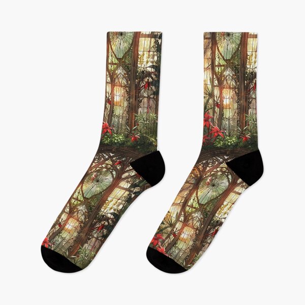 Item preview, Victorian greenhouse, red flowers, soft sunrays designed and sold by CoolPixels.