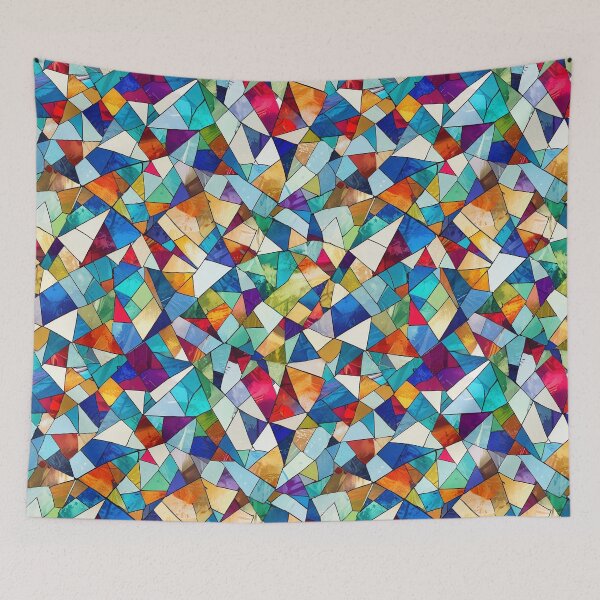 Item preview, Stained glass mosaic of geometric shapes designed and sold by CoolPixels.