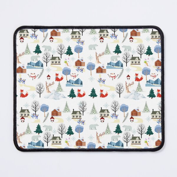 Item preview, Snowy Mountain with winter forest, deer, and fox style designed and sold by PepfryPrinting.