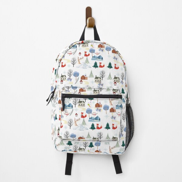 Item preview, Snowy Mountain with winter forest, deer, and fox style designed and sold by PepfryPrinting.