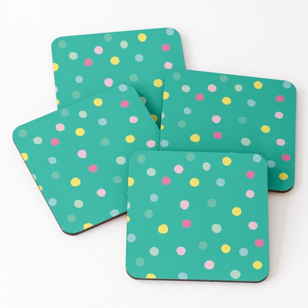 Item preview, Confetti with colorful dots and turquoise background designed and sold by StudioPippinDesigns.