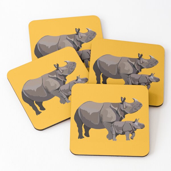 Item preview, G is for Greater One Horned Rhino,Greater One-Horned Rhino Illustration – Majestic Asian Rhino Artwork designed and sold by PrettylittlepastelUk.