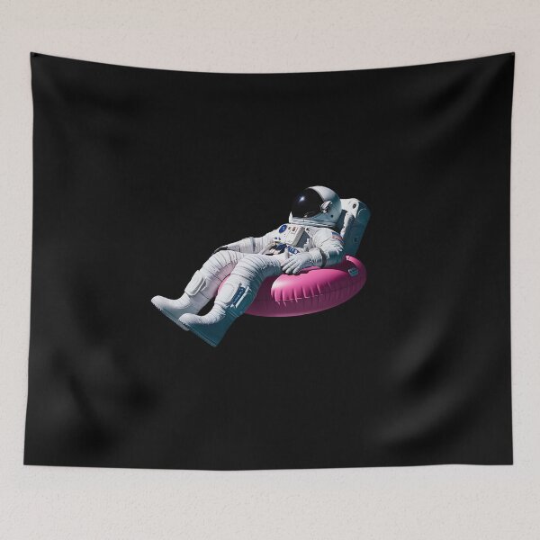 Item preview, Chill in Space – Astronaut Floating on a Pink Inflatable Ring Floating Dream designed and sold by SlocifieShop.
