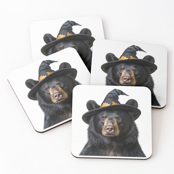 Item preview, American black bear Wearing Halloween Witch Hat designed and sold by LazyOwlStore.