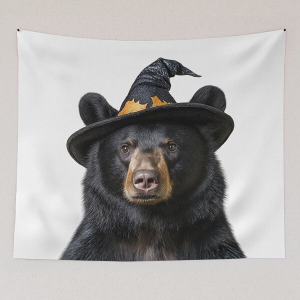 Item preview, American black bear Wearing Halloween Witch Hat designed and sold by LazyOwlStore.
