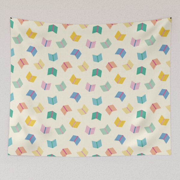 Item preview, Colorful books with soft yellow background for booklovers designed and sold by StudioPippinDesigns.
