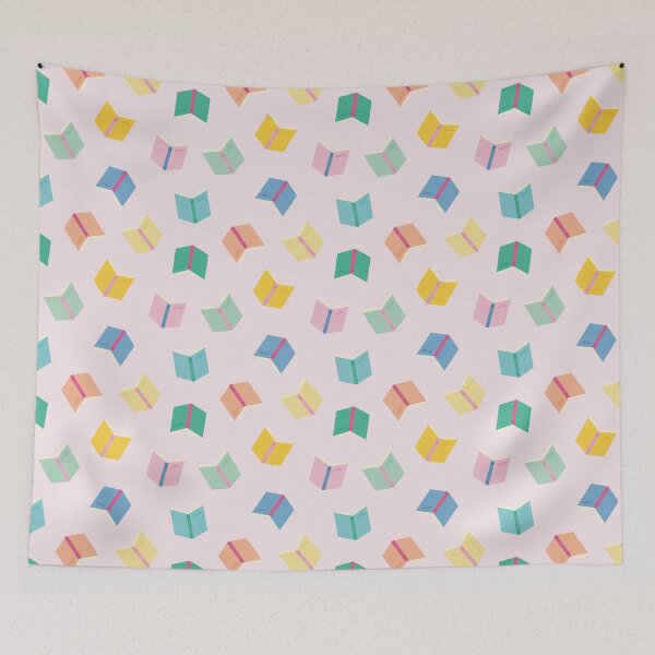 Item preview, Colorful books with soft pink background for booklovers designed and sold by StudioPippinDesigns.