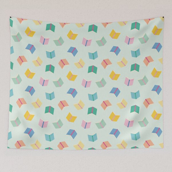 Item preview, Colorful books with soft green background for booklovers designed and sold by StudioPippinDesigns.