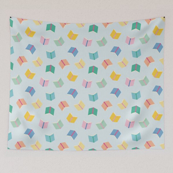 Item preview, Colorful books with soft blue background for booklovers designed and sold by StudioPippinDesigns.