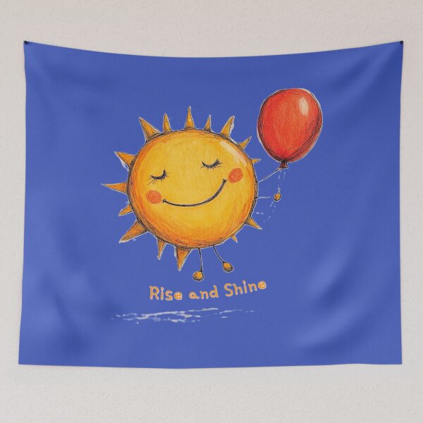 Item preview, Orange Sun with Red Balloon Rise and Shine. Motivational Sticker with Cheerful Sun Design designed and sold by Zentuary.