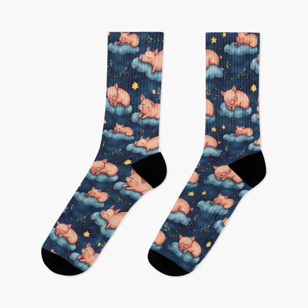 Item preview, pink pigs sleeping on blue clouds designed and sold by PoppyLaneStudio.