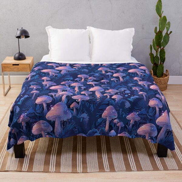 Item preview, A field of mushrooms in a mystical forest, purple hues designed and sold by CoolPixels.