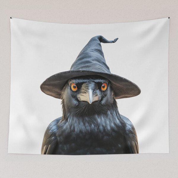 Item preview, American crow Wearing Halloween Witch Hat designed and sold by LazyOwlStore.