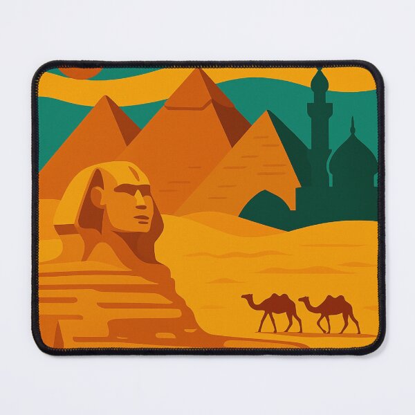 Item preview, Vintage Cairo Egypt Travel Poster – Retro Pyramids, Sphinx & Desert Camels Wall Art designed and sold by Bored Duck.