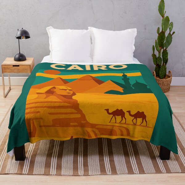 Item preview, Vintage Cairo Egypt Travel Poster – Retro Pyramids, Sphinx & Desert Camels Wall Art designed and sold by Bored Duck.