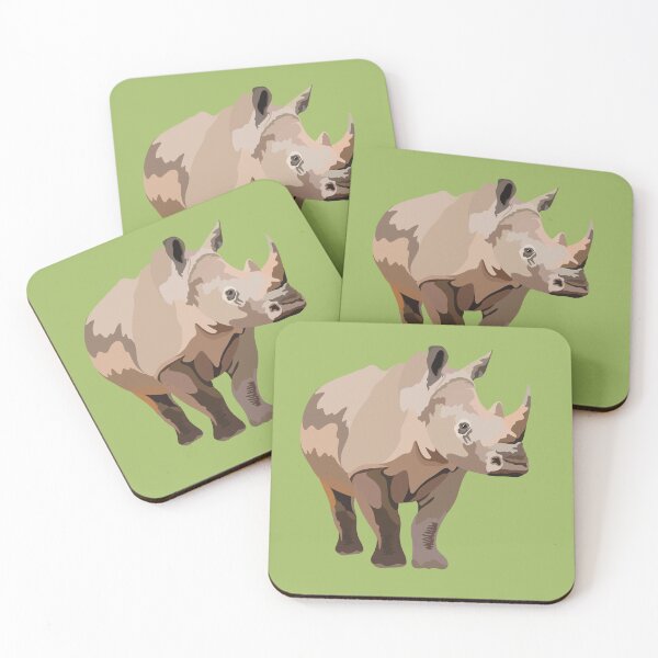 Item preview, W is for White Rhino , White Rhinoceros – African Rhino Wildlife Art designed and sold by PrettylittlepastelUk.