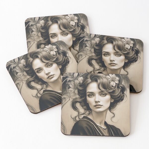 Item preview, Romantic portrait of a young woman in sepia designed and sold by IHImage.