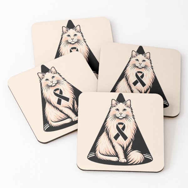 Item preview, Persian Cat with Black Awareness Ribbon – Support & Remembrance Art designed and sold by HealthCoreCommunity.