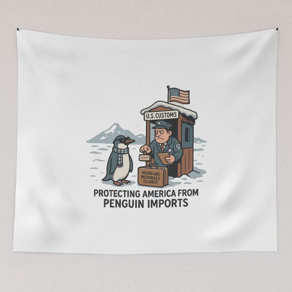 Item preview, Funny Penguin Tariff Satire Cartoon designed and sold by HandicraftArt.