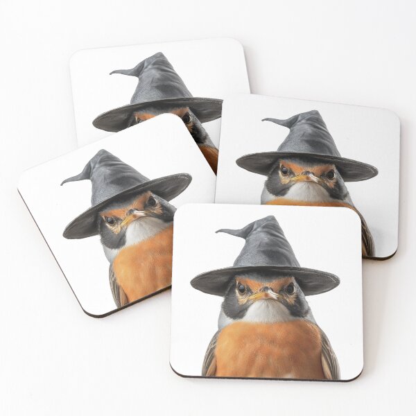 Item preview, American robin Wearing Halloween Witch Hat designed and sold by LazyOwlStore.