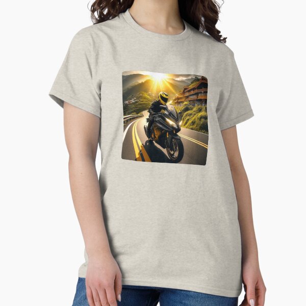 Item preview, Biker Touring at Tropical Sunset – AI Artwork for Motorcycle Adventure, Beach Vibes, and Vacation Lovers designed and sold by knalpot-design.