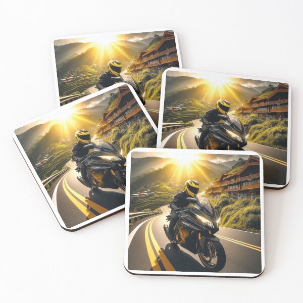 Item preview, Biker Touring at Tropical Sunset – AI Artwork for Motorcycle Adventure, Beach Vibes, and Vacation Lovers designed and sold by knalpot-design.