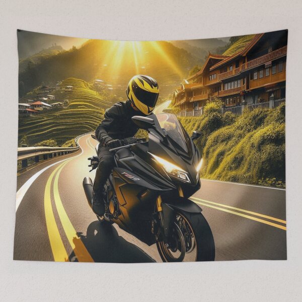 Item preview, Biker Touring at Tropical Sunset – AI Artwork for Motorcycle Adventure, Beach Vibes, and Vacation Lovers designed and sold by knalpot-design.