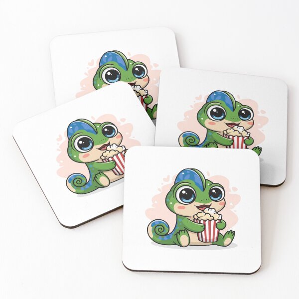 Item preview, chameleon eating popcorn designed and sold by Eternalski.