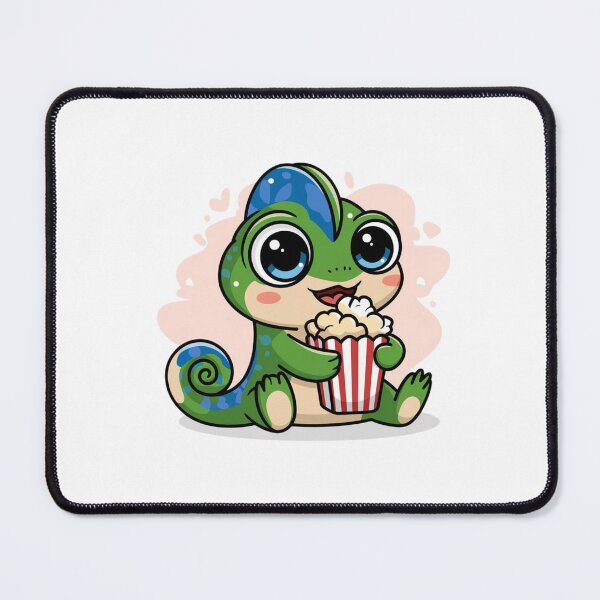 Item preview, chameleon eating popcorn designed and sold by Eternalski.