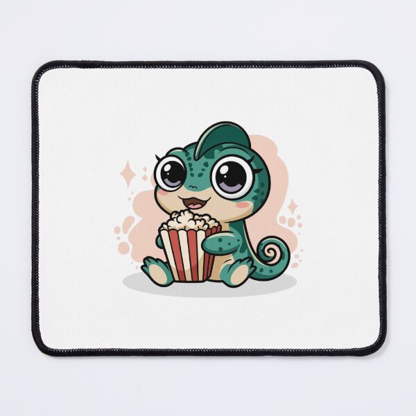 Item preview, chameleon eating popcorn designed and sold by Eternalski.