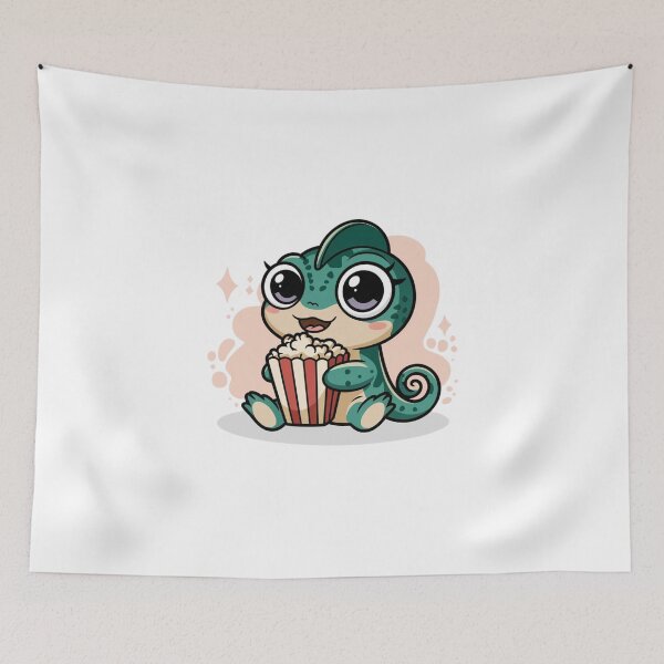 Item preview, chameleon eating popcorn designed and sold by Eternalski.
