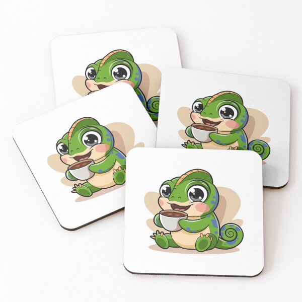 Item preview, chameleon with coffee designed and sold by Eternalski.