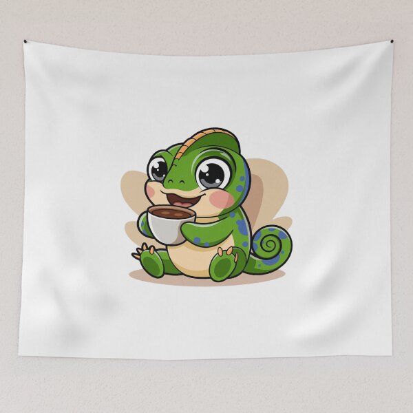 Item preview, chameleon with coffee designed and sold by Eternalski.