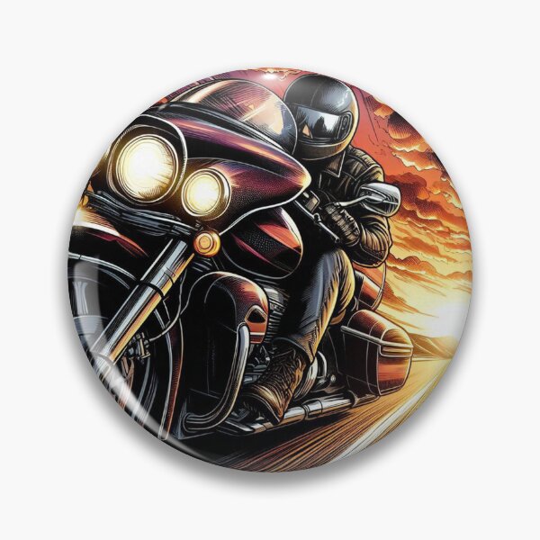 Item preview, Biker Touring at Sunset in Comic Style – AI Artwork for Motorcycle Adventure and Vacation Lovers' Apparel & Accessories designed and sold by knalpot-design.