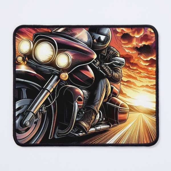 Item preview, Biker Touring at Sunset in Comic Style – AI Artwork for Motorcycle Adventure and Vacation Lovers' Apparel & Accessories designed and sold by knalpot-design.
