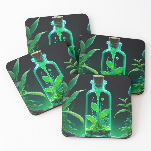 Item preview, Green Neon Vial with Plant – Futuristic Botanical Glow designed and sold by GrizzlyCollective.