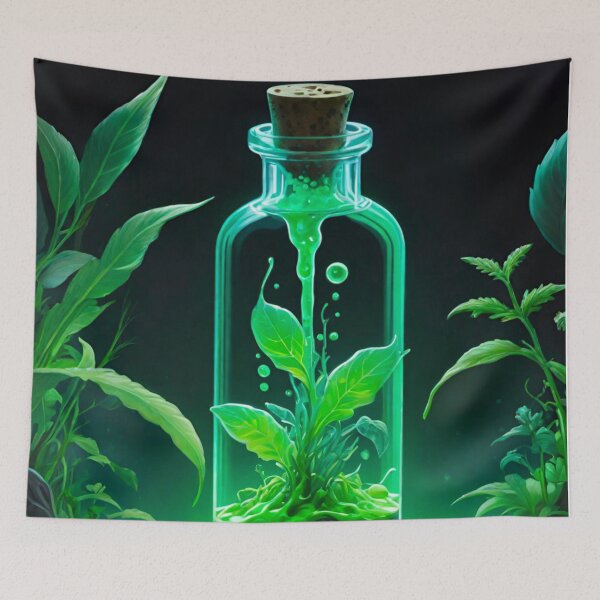 Item preview, Green Neon Vial with Plant – Futuristic Botanical Glow designed and sold by GrizzlyCollective.