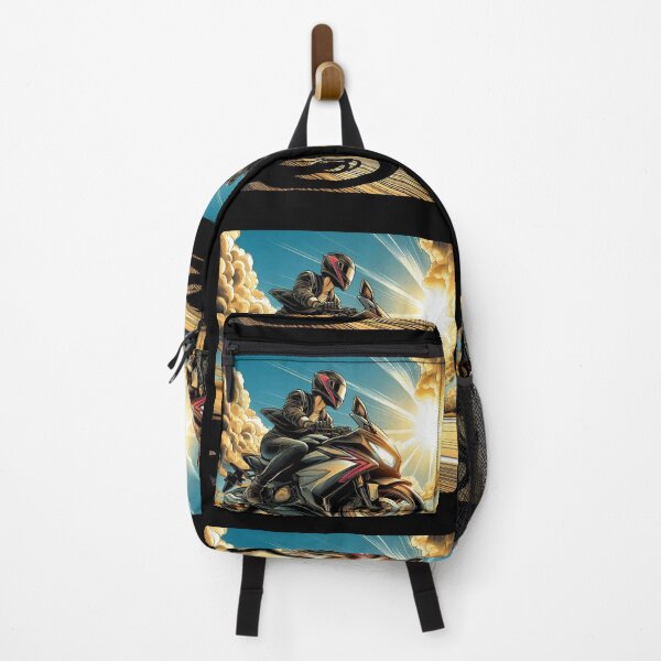 Item preview, Biker Touring on a Sunny Tropical Day – AI Artwork for Motorcycle Adventure and Vacation Lovers’ Apparel & Accessories designed and sold by knalpot-design.