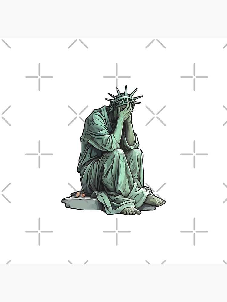 Thumbnail 3 of 3, Pin, Statue of liberty crying designed and sold by CyberYogi.
