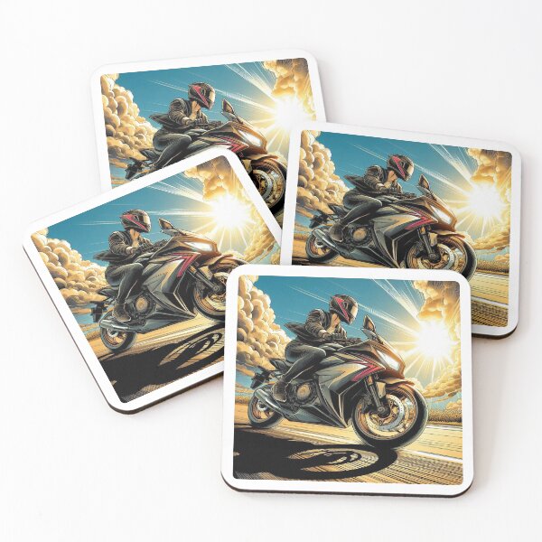 Item preview, Biker Touring on a Sunny Tropical Day – AI Artwork for Motorcycle Adventure and Vacation Lovers’ Apparel & Accessories designed and sold by knalpot-design.
