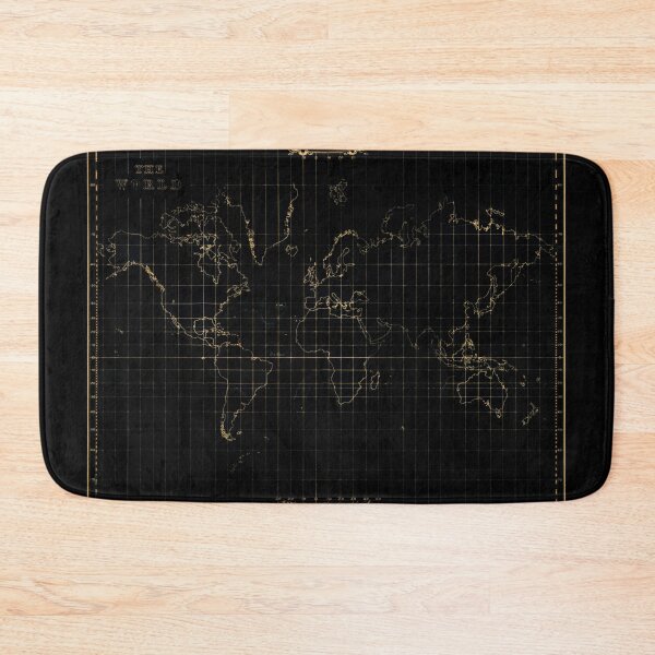 Item preview, Black and gold glowing world map. Vintage dark world map designed and sold by Long Exposure.