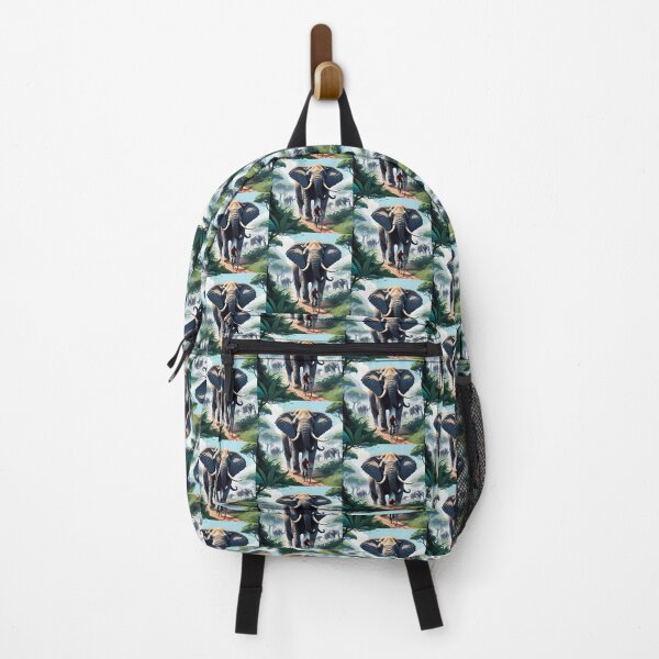Item preview, Elephant Chasing an MTB Rider on African Savannah Trails designed and sold by GrizzlyCollective.
