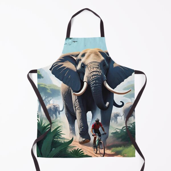 Item preview, Elephant Chasing an MTB Rider on African Savannah Trails designed and sold by GrizzlyCollective.