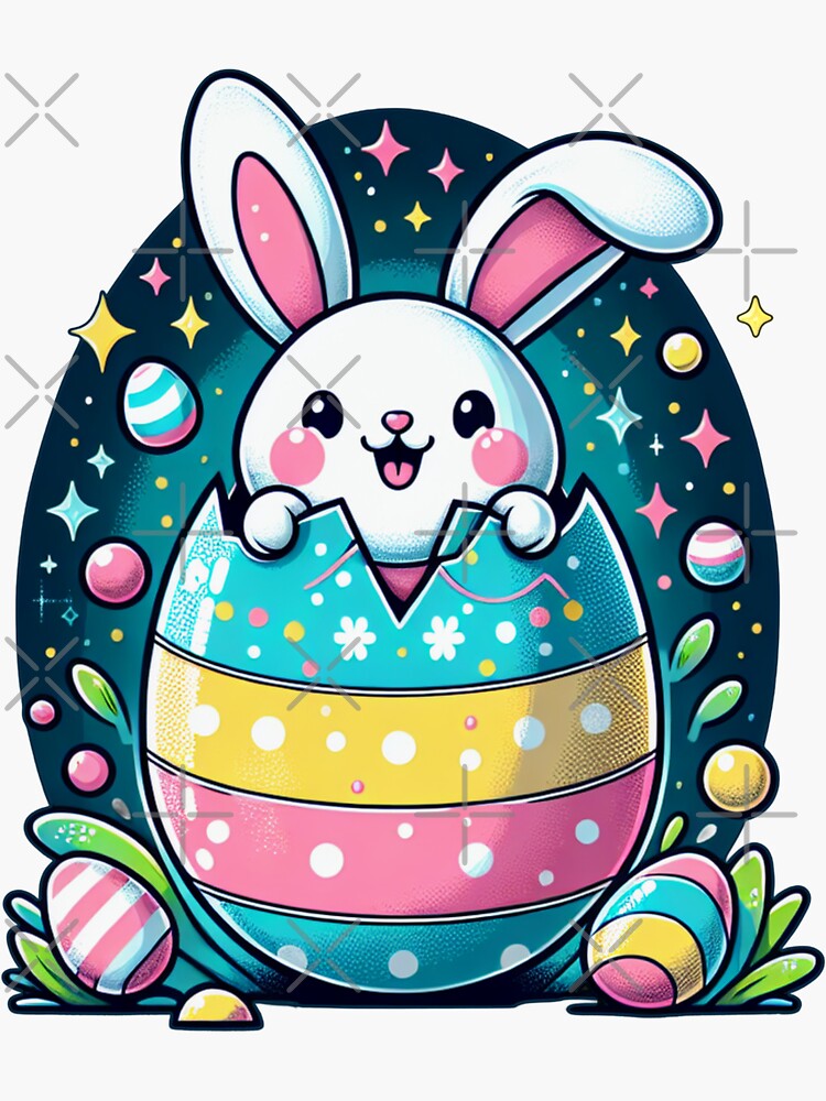 Thumbnail 3 von 3, Sticker, Osterhase Anime Style designt und verkauft von Kobeko.