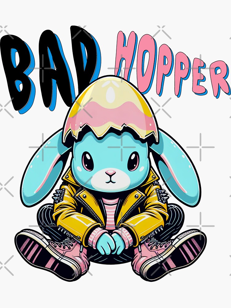 Thumbnail 3 von 3, Sticker, Osterhase Bad Hopper designt und verkauft von Kobeko.